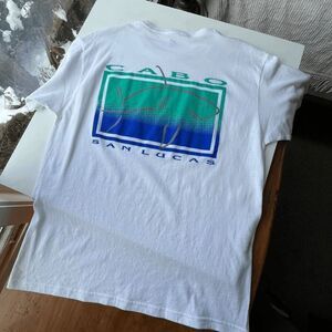 Vintage Cabo San Lucas Shark Graphic Tee White T-Shirt Large Made in Mexico